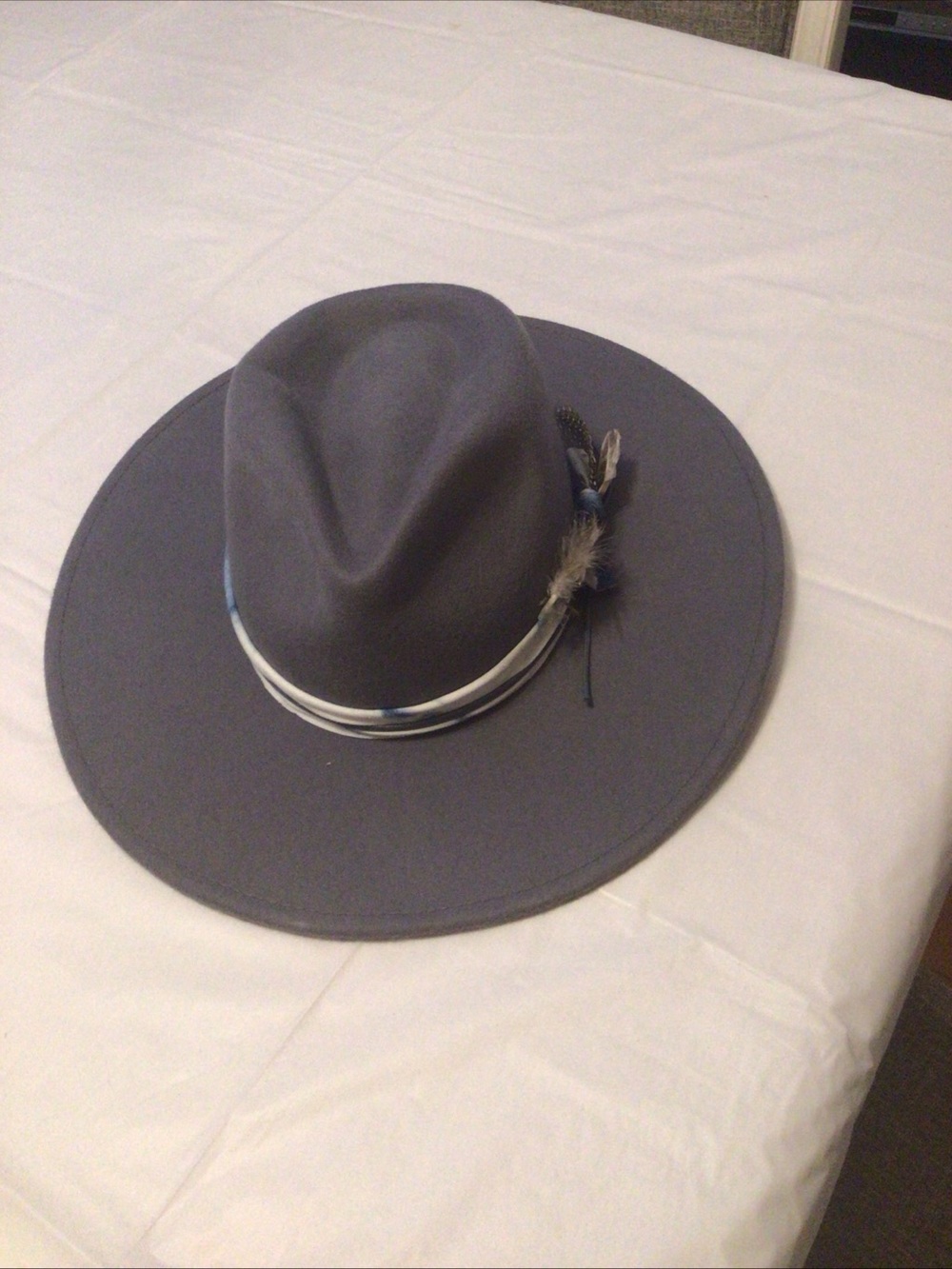 Wyeth by Todd Magill Gray Wide-Brim Fedora with Feather Trim